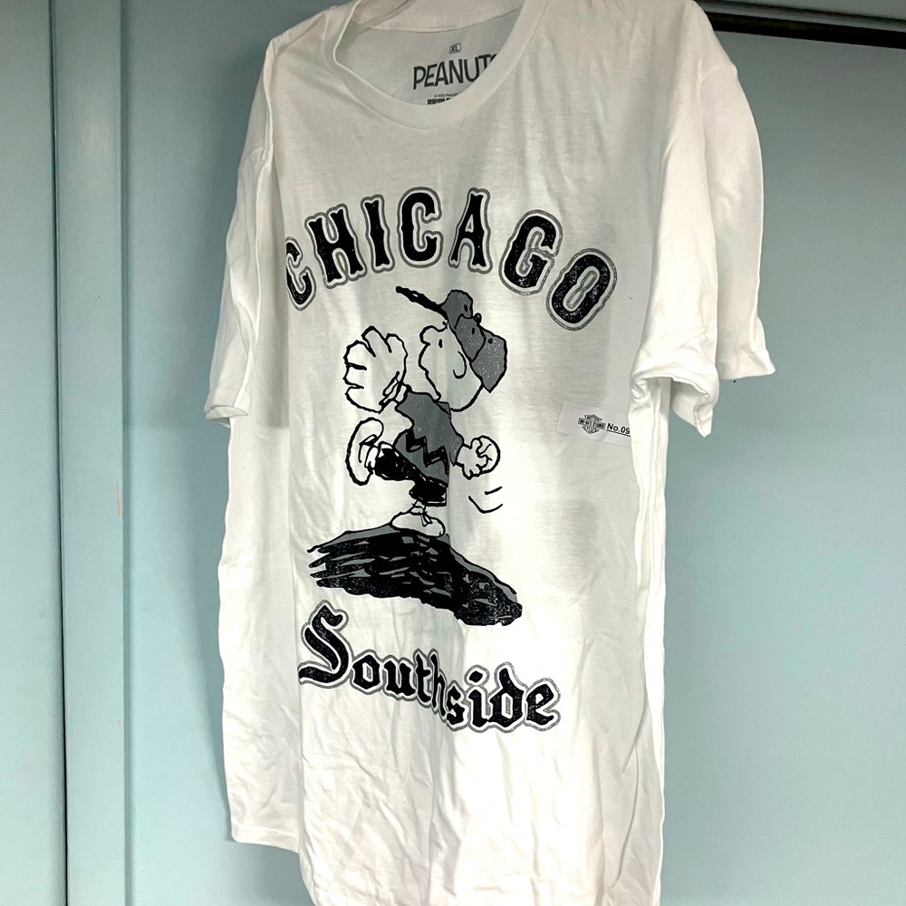 Peanuts x mlb Chicago white sox baseball shirt jersey fan apparel size XL nwt